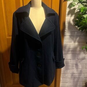 Vintage Military Double Breasted Peacoat l Women's Navy Blue l 42” Bust